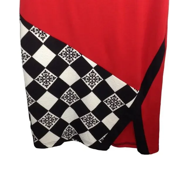Homeyee Checkered Sleeveless Red Dress Size 8 - Picture 7 of 8